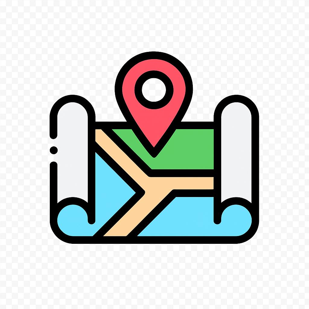 Map with a pin pointing to a location